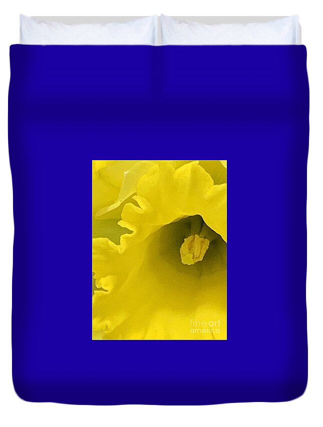 Daffodil Duvet Cover featuring the photograph Divinely Golden by Tiesa Wesen