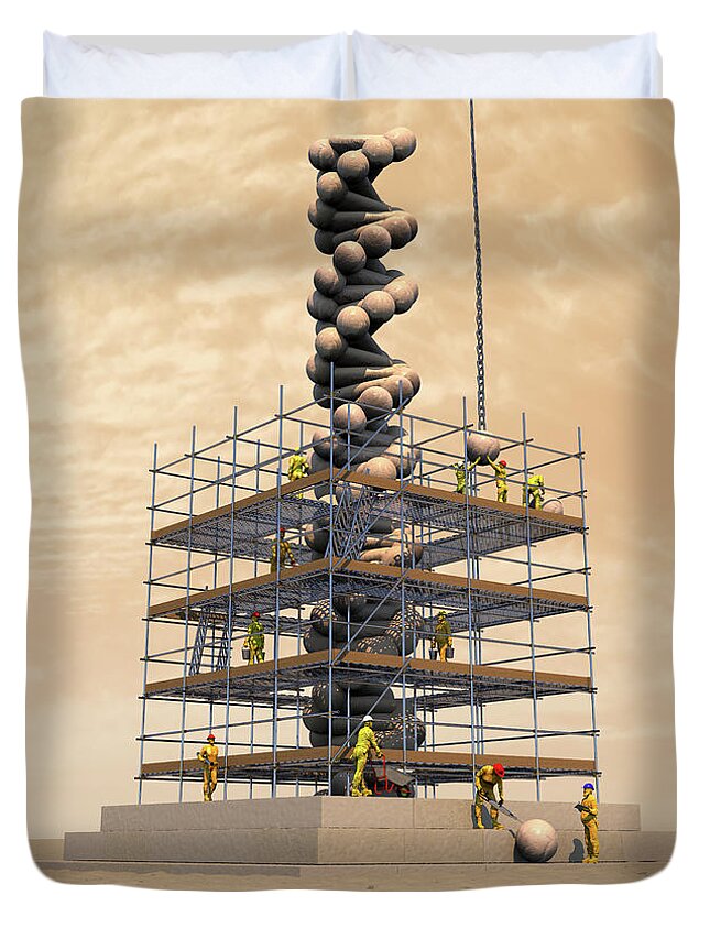 Dna Duvet Cover featuring the digital art DNA Tower in the Desert by Russell Kightley