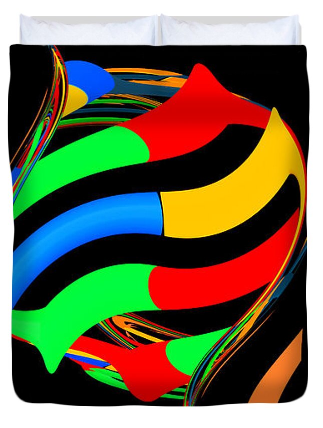 Adenine Duvet Cover featuring the digital art DNA Vortex Flat by Russell Kightley