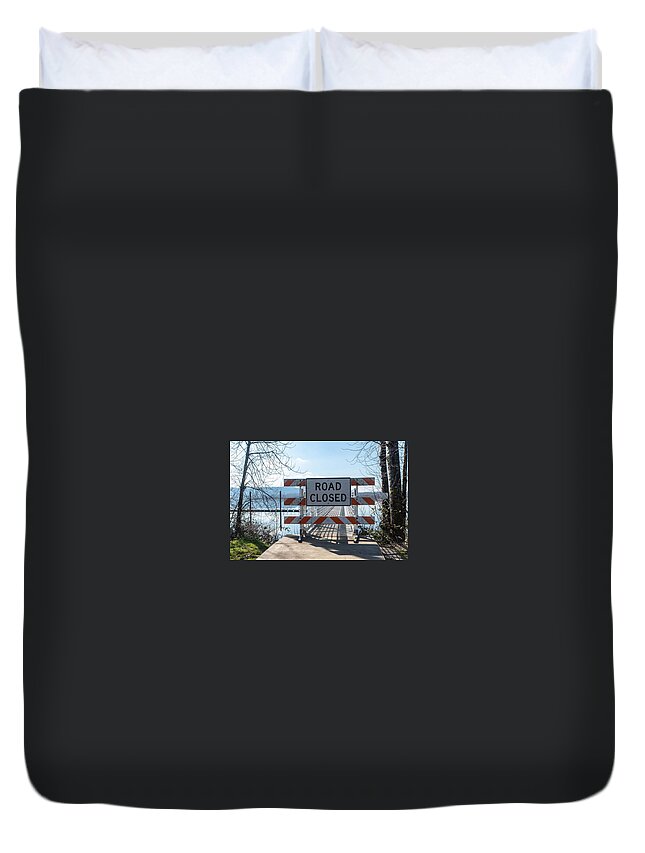 Dock Closed At Steamboat Landing Duvet Cover featuring the photograph Dock Closed at Steamboat Landing by Tom Cochran