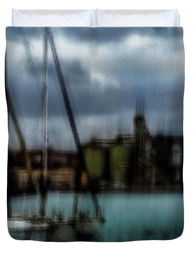 Sailboats Duvet Cover featuring the photograph Docked sailboats No 002 by Al Fio Bonina