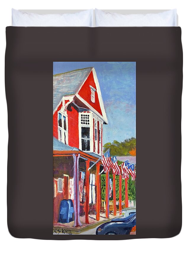 Dodges Store Duvet Cover featuring the painting Dodges Store by Cyndie Katz