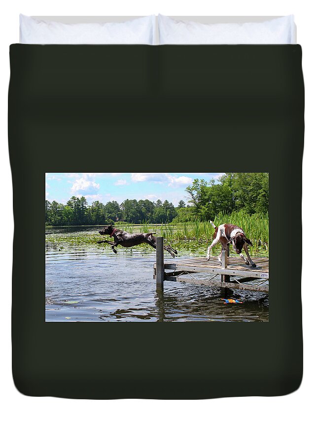German Shorthaired Pointer Duvet Cover featuring the photograph Dog Days of Summer Fun by Brook Burling