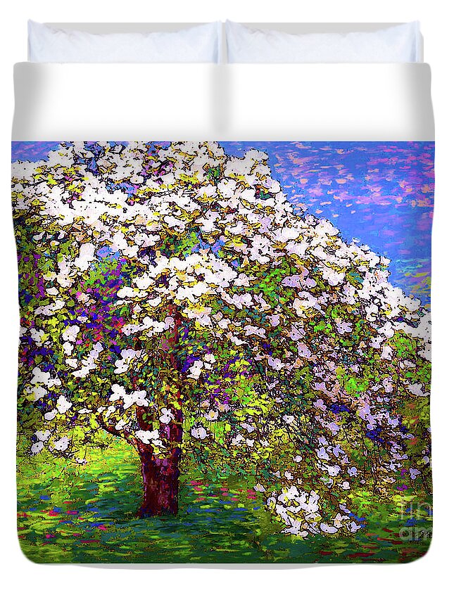 Landscape Duvet Cover featuring the painting Dogwood Dreams by Jane Small