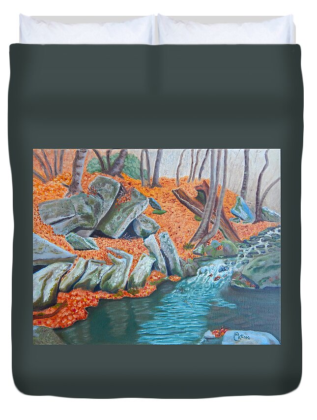 Landscape Virginia Duvet Cover featuring the painting Domino Pool by Mike Kling