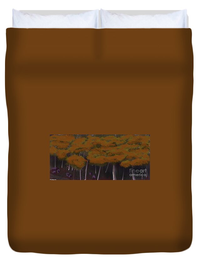 Trees Duvet Cover featuring the digital art Don't go to the wood.s at night by Julie Grimshaw