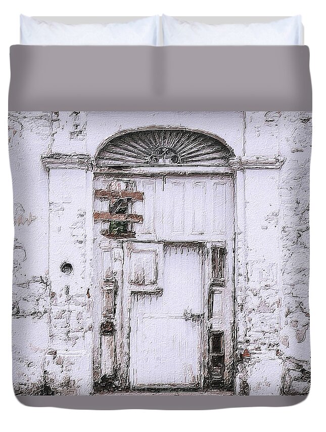 Exit Duvet Cover featuring the painting Door 4 by Tony Rubino