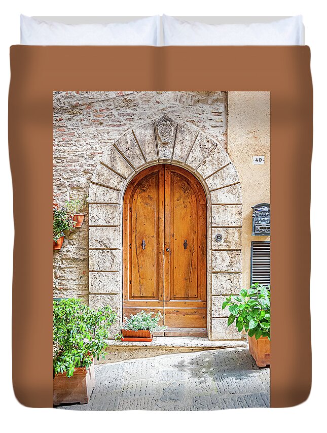 Italy Photography Duvet Cover featuring the photograph Door in Italy by Marla Brown