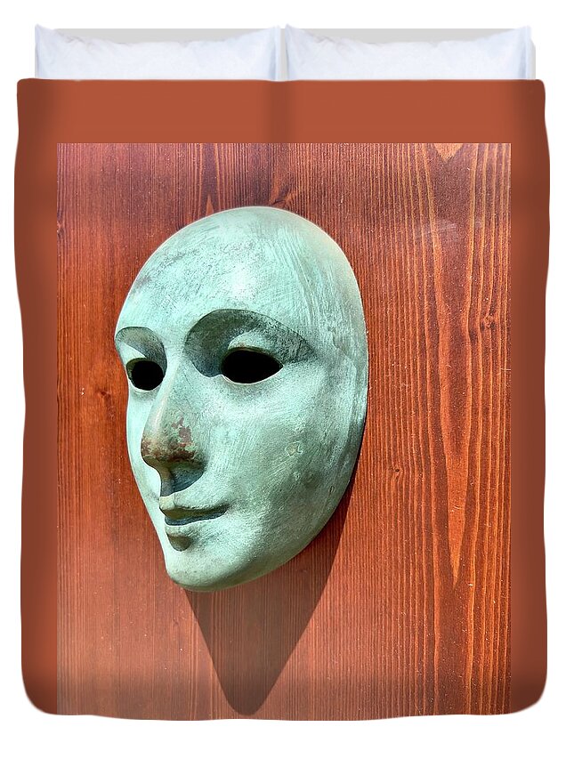 Venice Duvet Cover featuring the photograph Door Mask of Venice by David Letts