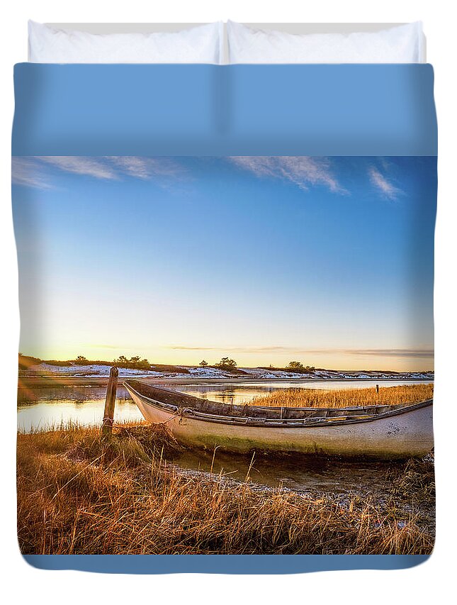 Beach Duvet Cover featuring the photograph Dory, Ogunquit River by Jeff Sinon