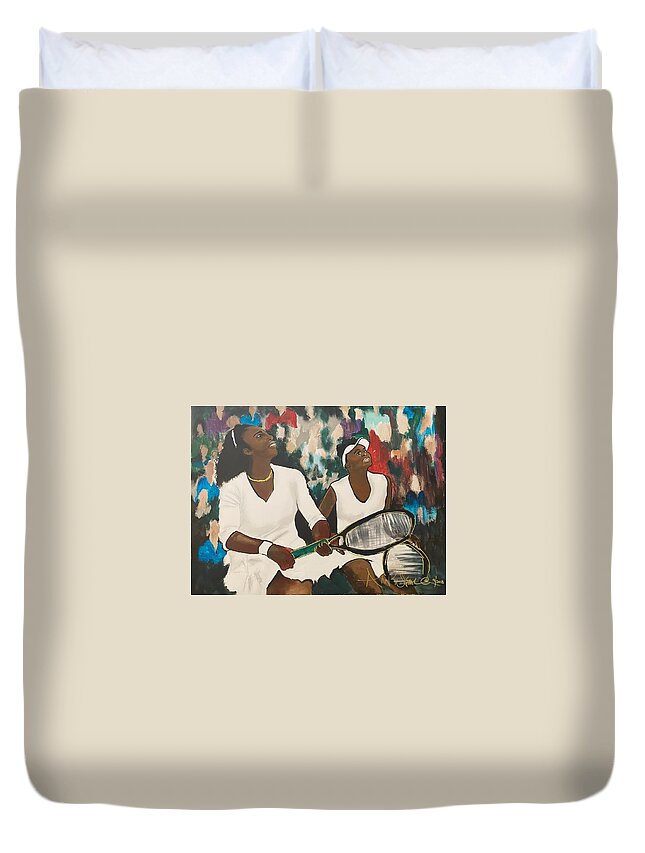  Duvet Cover featuring the painting Double Fault by Angie ONeal