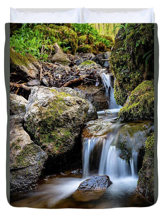 Stream Duvet Cover featuring the photograph Down from the mountain by Gavin Lewis