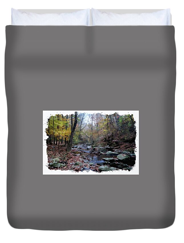 Stones Duvet Cover featuring the digital art Down Stream by Chauncy Holmes