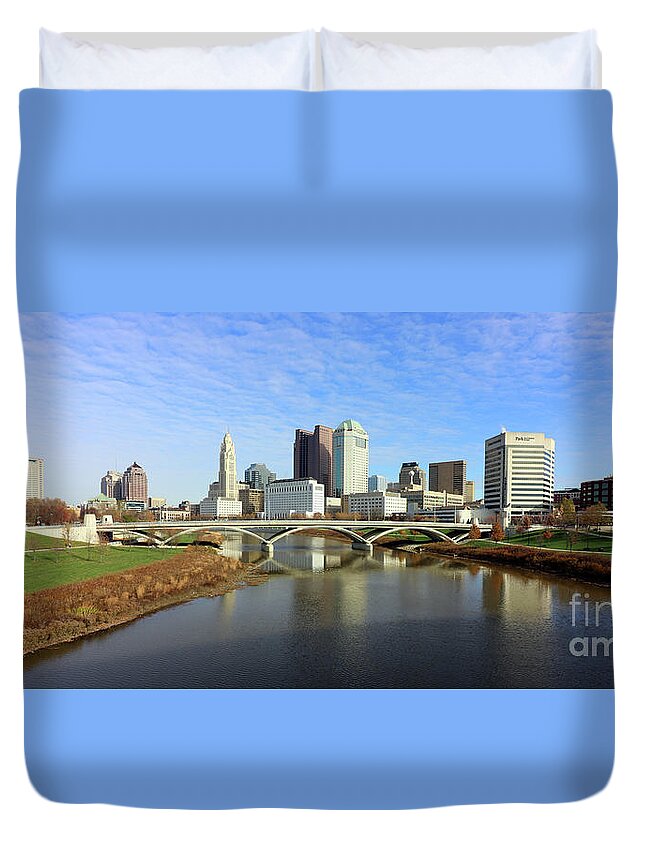 Downtown Columbus Duvet Cover featuring the photograph Downtown Columbus Skyline 5035 by Jack Schultz