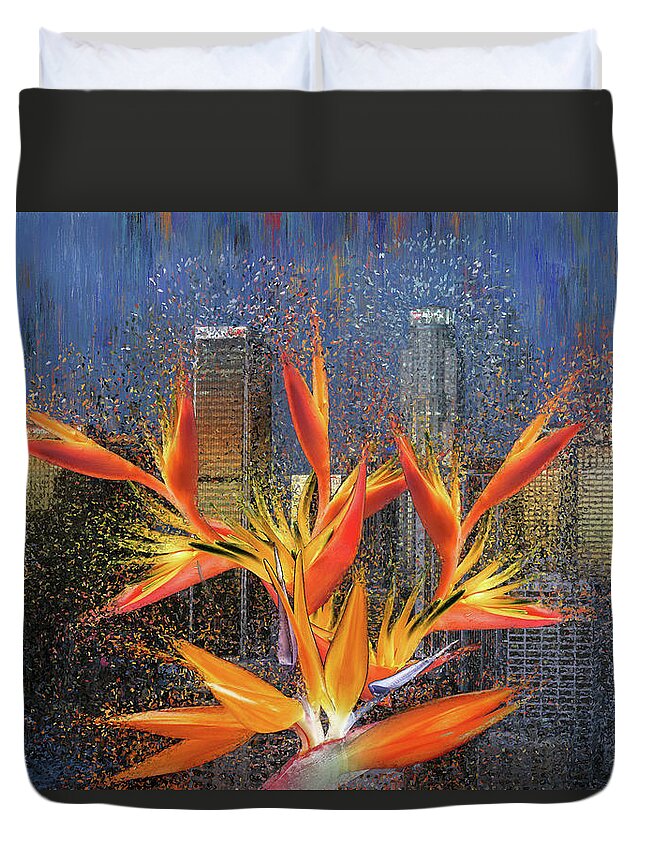 Los Angeles Duvet Cover featuring the digital art Downtown Los Angeles by Alex Mir