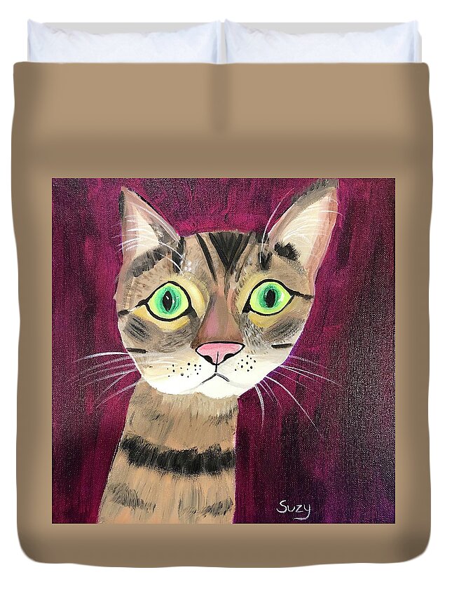 Suzymandelcanter Duvet Cover featuring the painting Dozo by Suzy Mandel-Canter