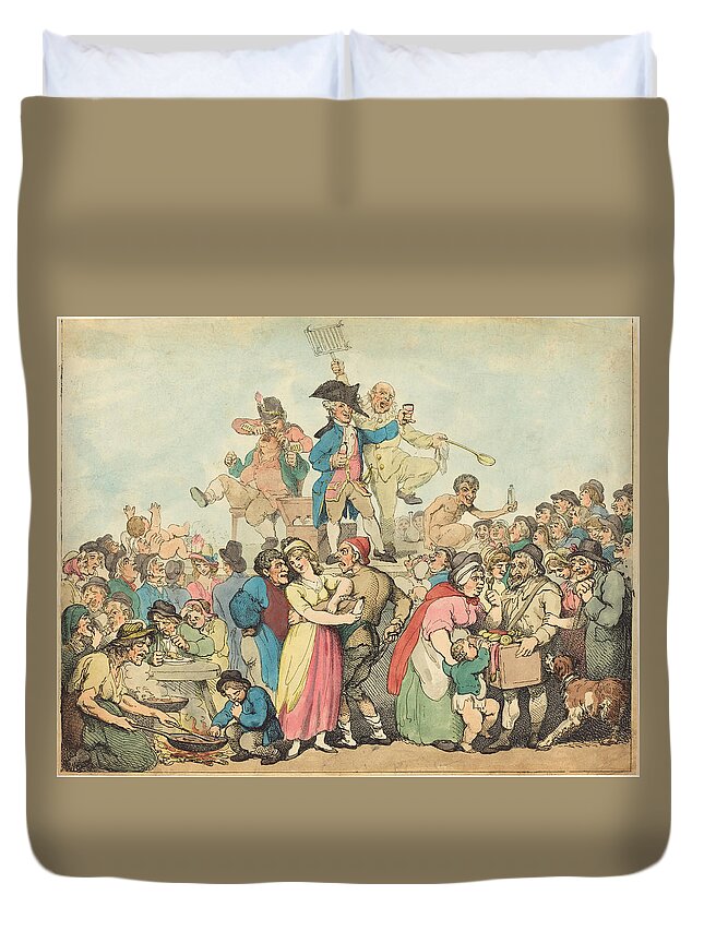 Thomas Rowlandson Duvet Cover featuring the drawing Dr. Botherum, the Mountebank by Thomas Rowlandson