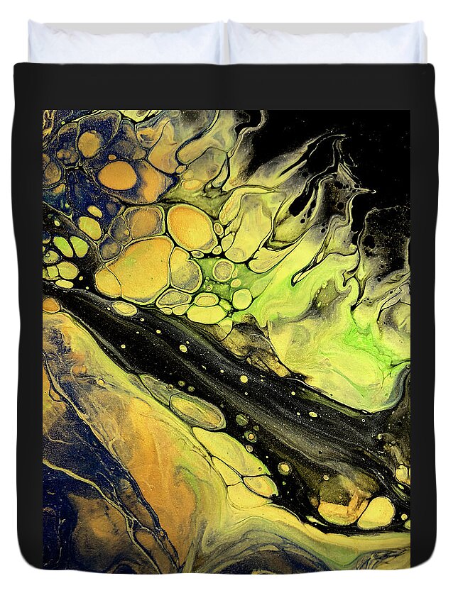 Dragon Fire Duvet Cover featuring the painting Dragon Fire 2 by Teresa Wilson - Pour Your Art Out by Teresa Wilson
