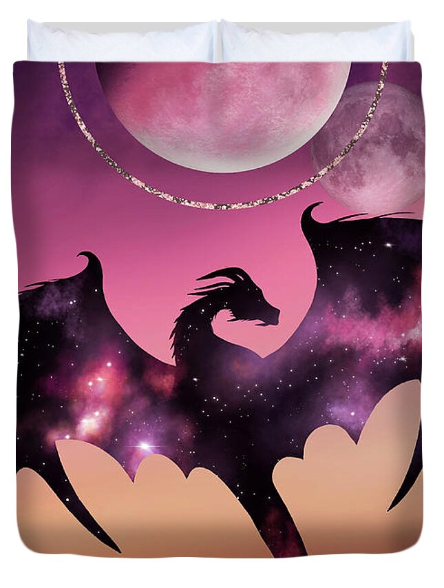 Dragon Duvet Cover featuring the digital art Dragon Rising by Rachel Emmett