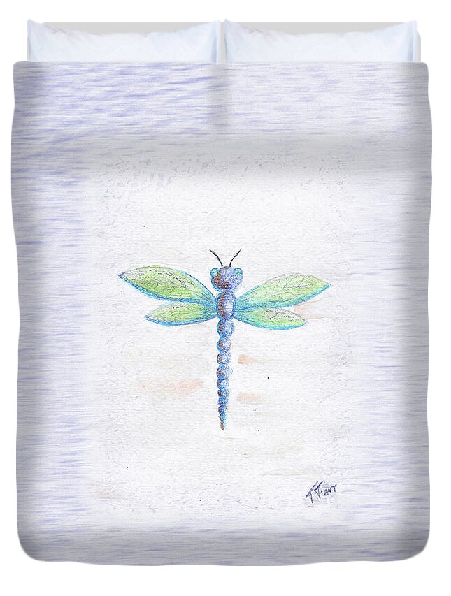 Dragonfly Wall Art Duvet Cover featuring the mixed media Dragonfly by Tatiana Fess