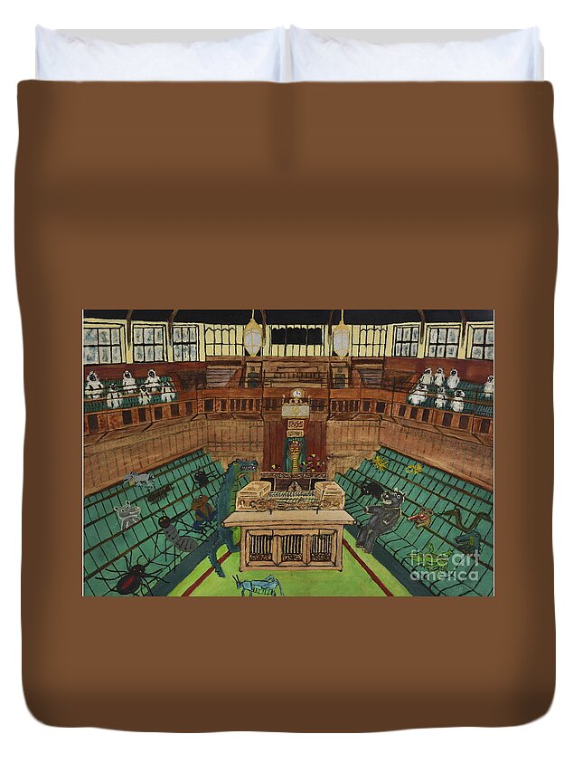 Parliament Duvet Cover featuring the painting Drain the Swamp by David Westwood