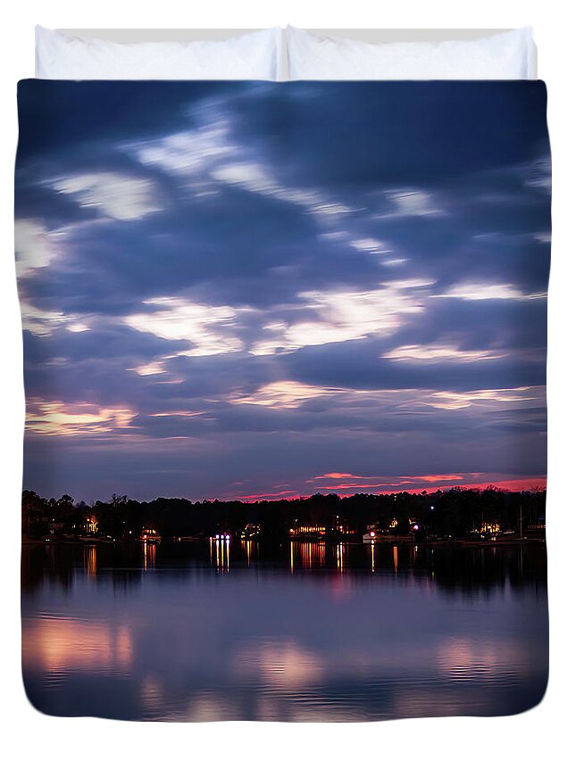 2011 Duvet Cover featuring the photograph Drama Over Lake Murray by Charles Hite