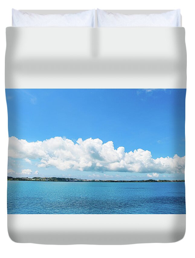 Bermuda Duvet Cover featuring the photograph A Line of Clouds Over Bermuda by Auden Johnson