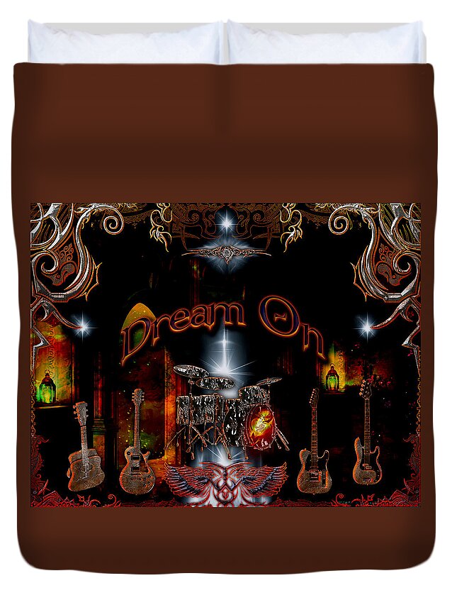 Aerosmith Duvet Cover featuring the digital art Dream On by Michael Damiani