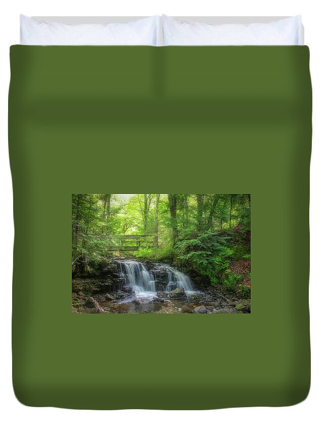 Waterfall Duvet Cover featuring the photograph Dreaming at the Waterfall by Robert Carter
