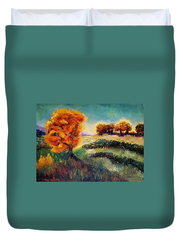  Landscape Duvet Cover featuring the painting Dreaming in Color by Kim Shuckhart Gunns