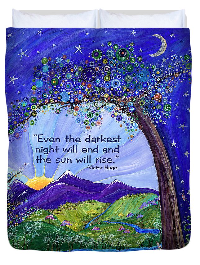 Dreaming Tree Duvet Cover featuring the painting Dreaming Tree with Quote #2 by Tanielle Childers