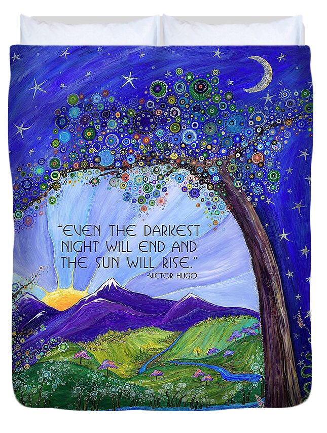 Dreaming Tree Duvet Cover featuring the digital art Dreaming Tree with Quote by Tanielle Childers