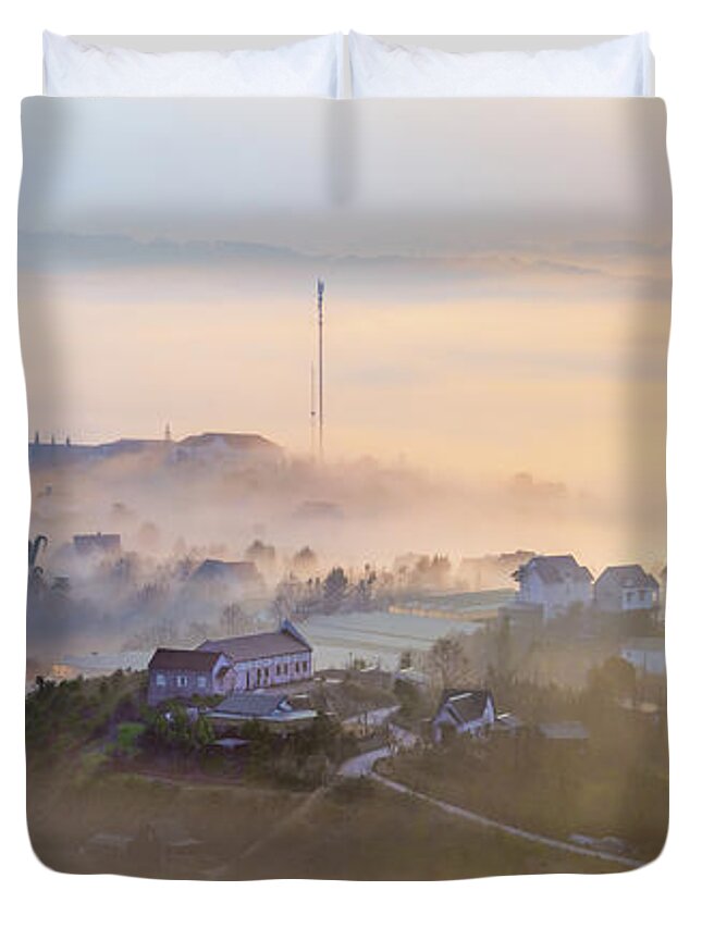 Awesome Duvet Cover featuring the photograph Dreaming Village by Khanh Bui Phu