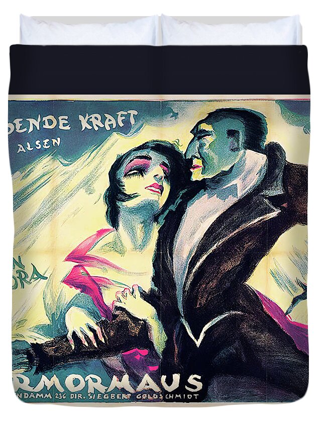 Josef Duvet Cover featuring the mixed media ''Driving Force'', 1921 - art by Josef Fenneker by Movie World Posters