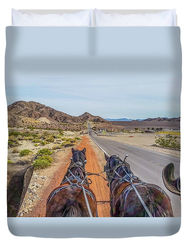 Cowboy Duvet Cover featuring the photograph Driving the Team by Tommy Anderson
