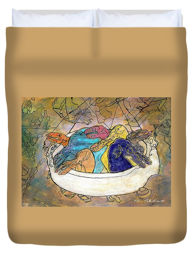 Wall Art Duvet Cover featuring the painting Drooma in the Droomousine by Ellen Palestrant