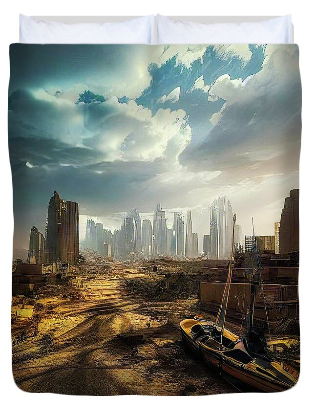 Ai Duvet Cover featuring the digital art Dry River by Micah Offman