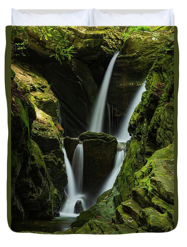 Blue Ridge Mountains Duvet Cover featuring the photograph Duggars Creek Falls 1 by Melissa Southern