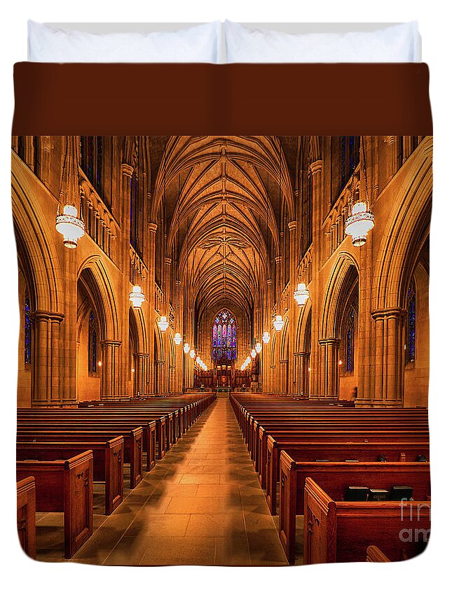 Duke Duvet Cover featuring the photograph Duke Chapel sanctuary by Shelia Hunt