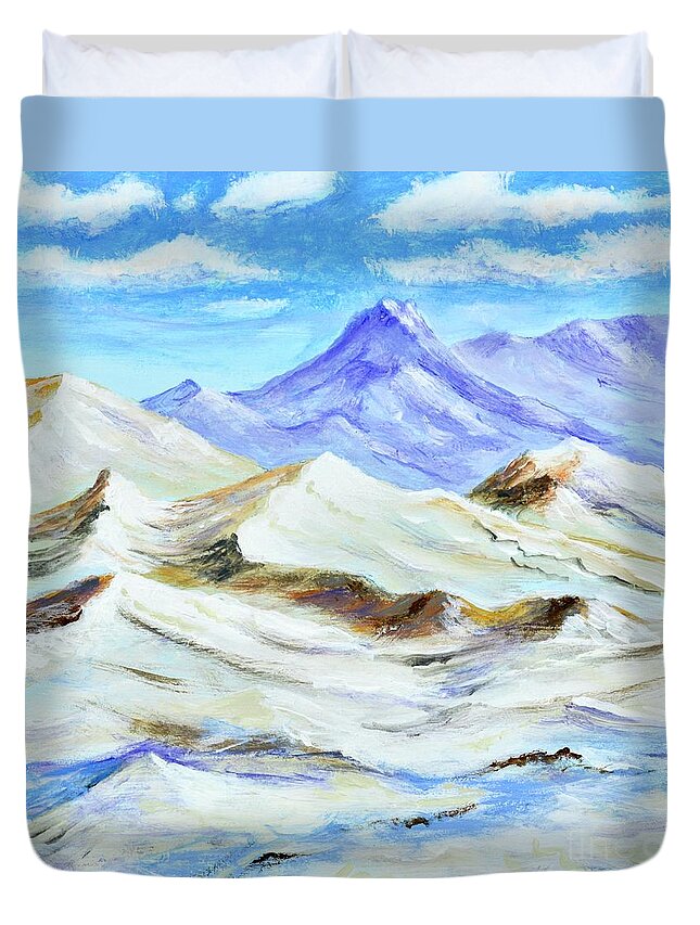 Sky Duvet Cover featuring the painting Dumont Dunes, California by Mary Scott