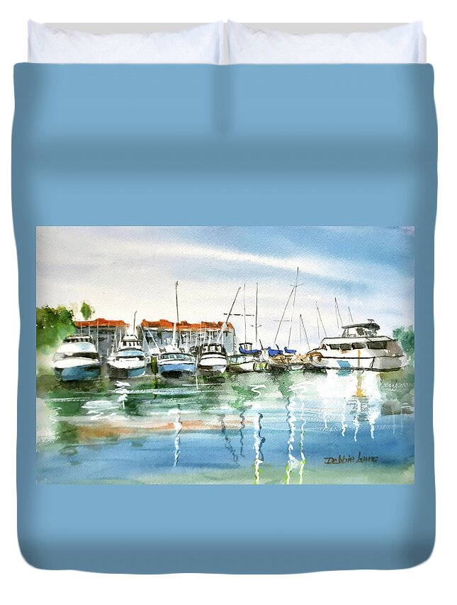 Dunedin Duvet Cover featuring the painting Dunedin Impressions by Debbie Lewis