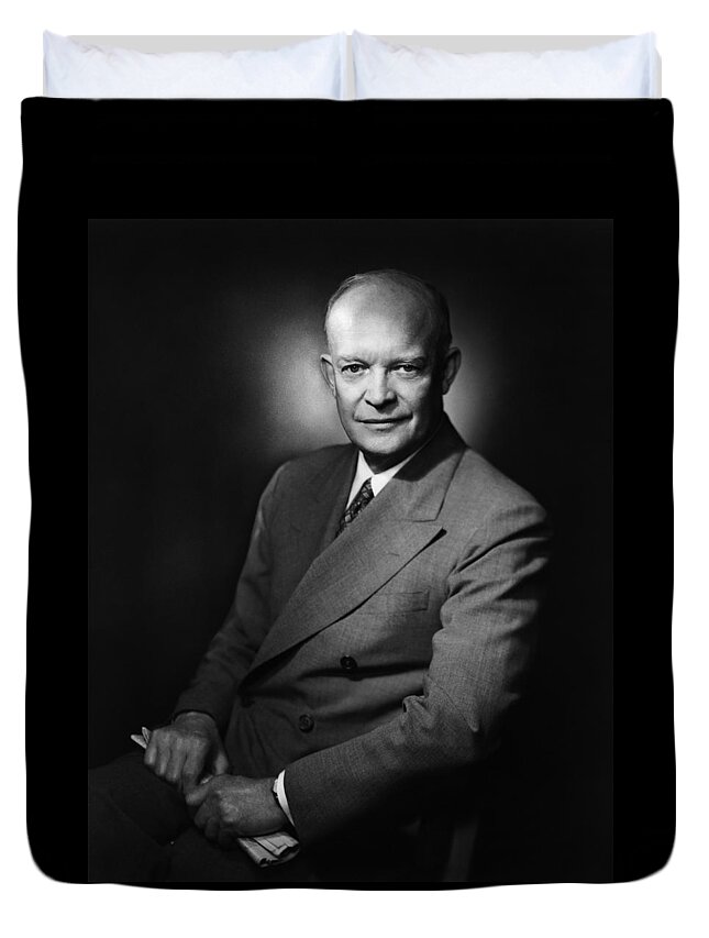Dwight Eisenhower Duvet Cover featuring the photograph Dwight Eisenhower Portrait - Fabian Bachrach Circa 1952 by War Is Hell Store