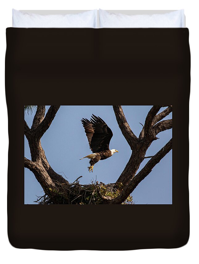 Nest Duvet Cover featuring the photograph Eagle 2020-12 by Les Greenwood