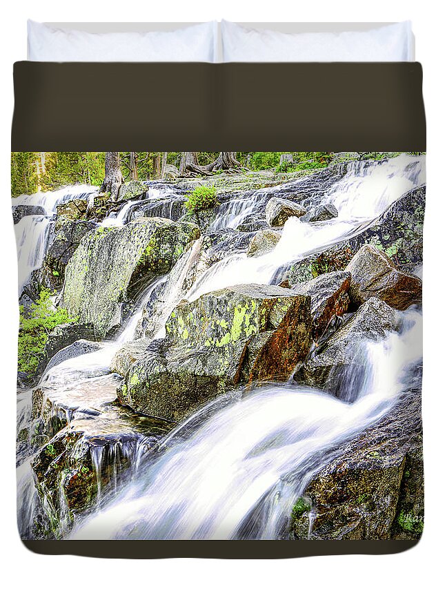 Waterfall Duvet Cover featuring the photograph Eagle Falls Side View by Randy Bradley