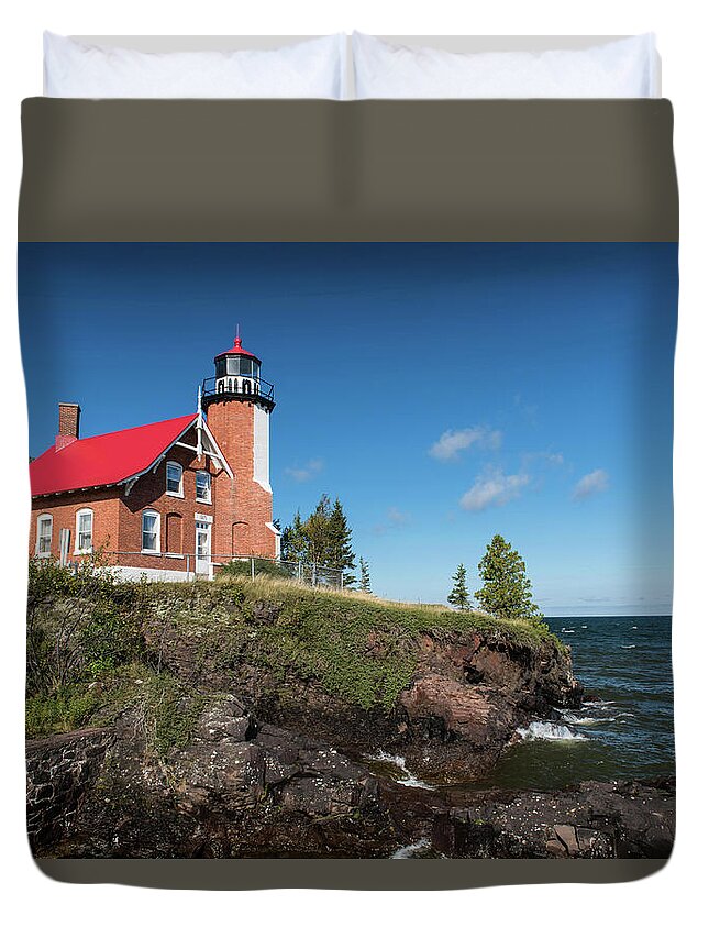 Outdoors Duvet Cover featuring the photograph Eagle Harbor Lighthouse by Linda Shannon Morgan