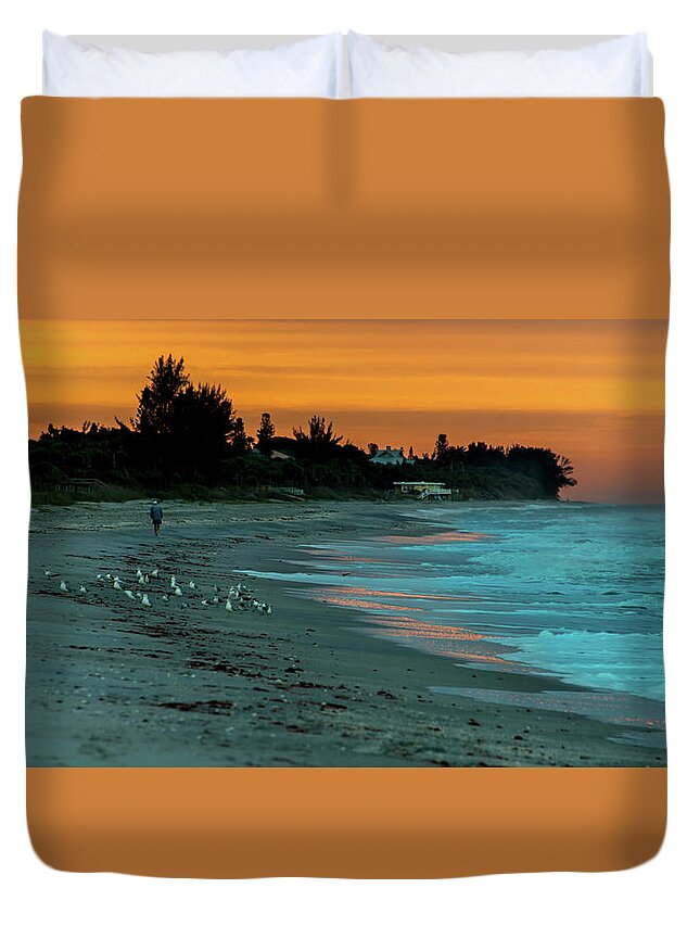 Beach Duvet Cover featuring the photograph Early morning beach stroll by Russ Burch