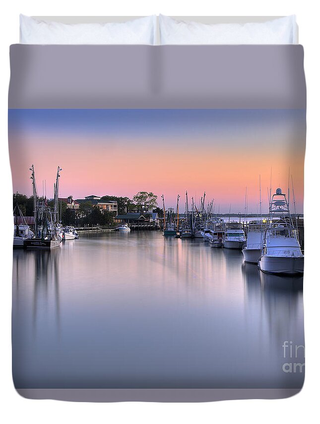 Shem Creek Duvet Cover featuring the photograph Early Morning Light on Shem Creek by Shelia Hunt