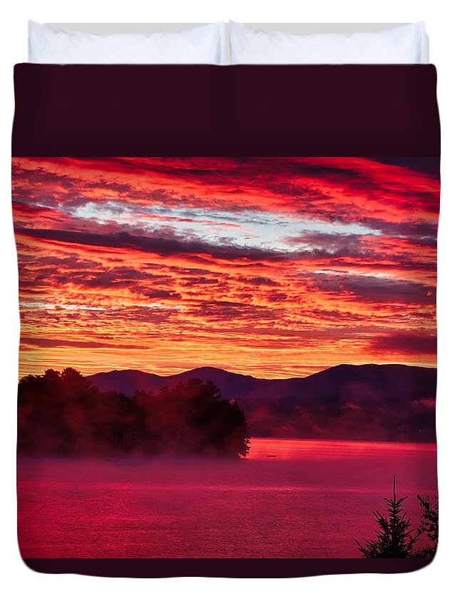 Red Duvet Cover featuring the photograph Early Morning Red by Russ Considine