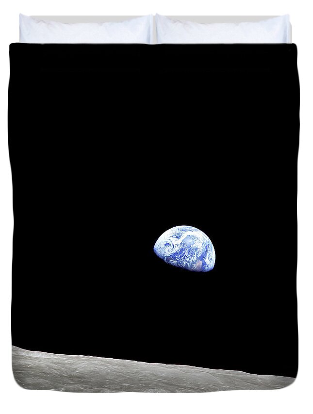 #faatoppicks Duvet Cover featuring the photograph Earthrise - The Original Apollo 8 Color Photograph by Eric Glaser