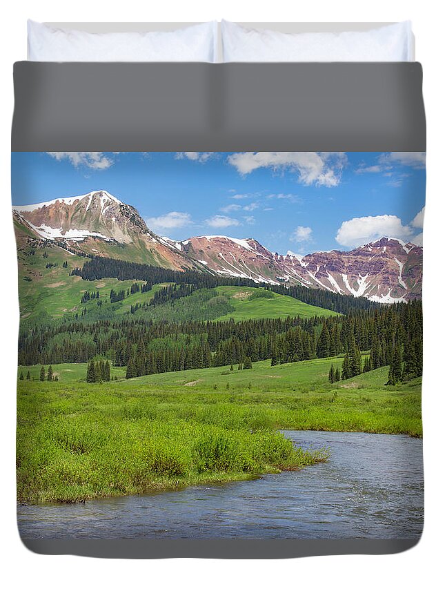 East River Duvet Cover featuring the photograph East River Rocky Mountain Style by Lorraine Baum